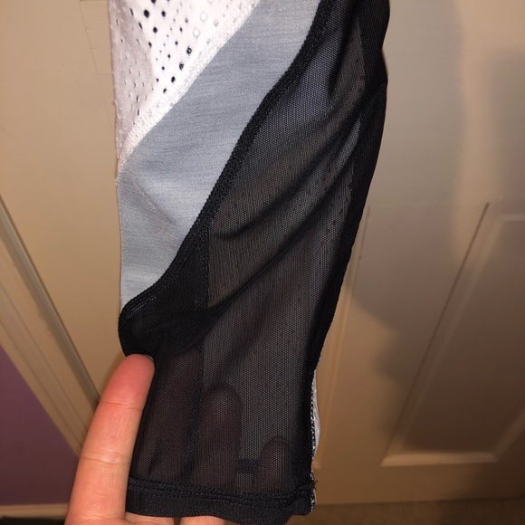 Black White And Gray Leggings With Mesh And Holes - Picture 6 of 8